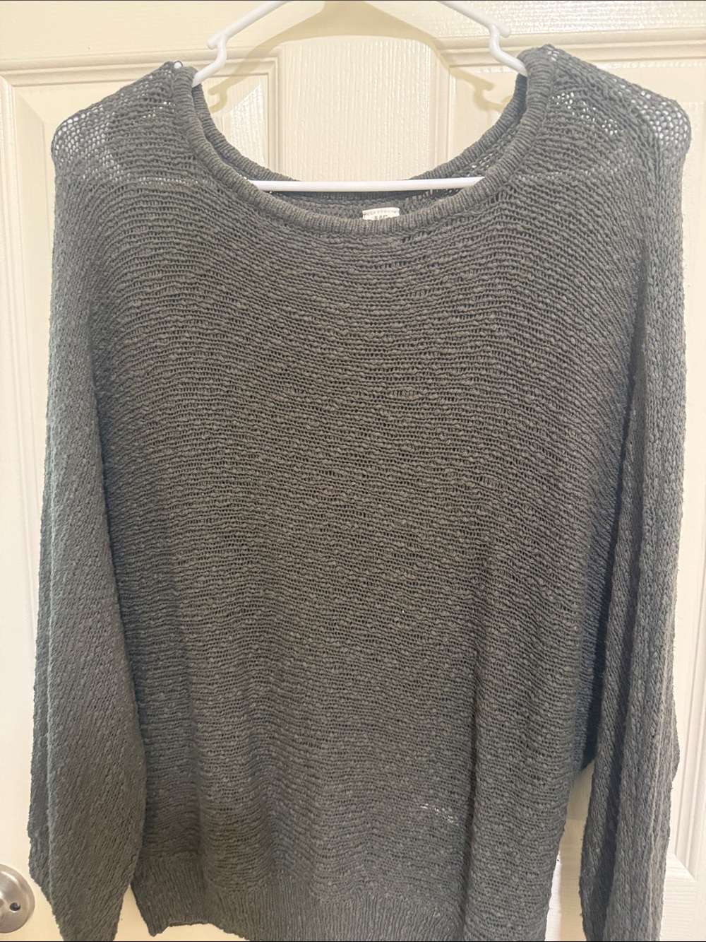 Me to We Olive Open-Knit Crewneck Sweater - Picture 8 of 9